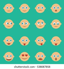 Set of Emoticons. Set of Emoji. Smile icons. Isolated vector illustration on white background