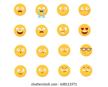 Set of Emoticons. Set of Emoji. Smile icons. Isolated vector illustration on white background