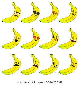 Set of Emoticons. Set of Emoji. Smile icons. Isolated vector illustration on white background.