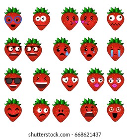 Set of Emoticons. Set of Emoji. Smile icons. Isolated vector illustration on white background.