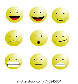 Set of Emoticons Emoji Smile icons vector illustration on white background