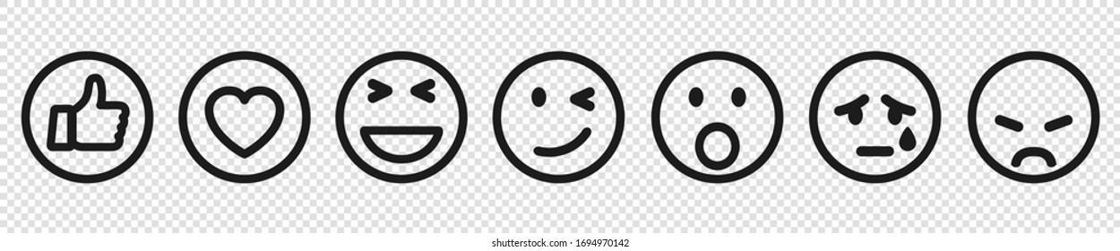 Set of Emoticons. Emoji social network reactions icon. Cartoon emoticons - stock vector