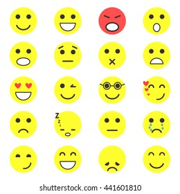 Set of Emoticons. Set of Emoji. Vector illustration