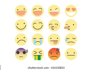 Set of emoticons, emoji white background, vector illustration
