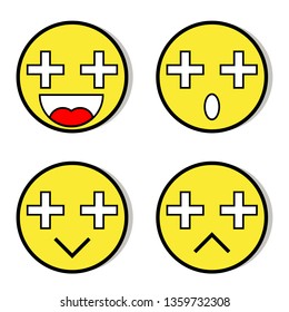 Set emoticons expression on White Background. - Vector