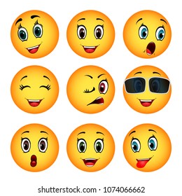 Set of emoticons expressions vector illustration
