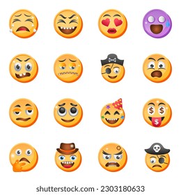 Set of Emoticons Flat Icons

