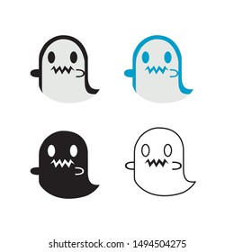 A set of emoticons ghosts. moody face cartoon and cute. stickers. Vector. icon set, funny. ghost for halloween celebration 
