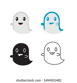 A set of emoticons ghosts. smile cartoon and cute. stickers. Vector. icon set, funny. ghost for halloween celebration 