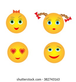 A set of emoticons for girls.