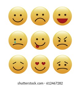 Set of emoticons, icon pack, emoji isolated