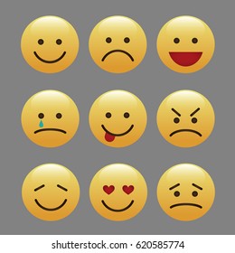 Set of emoticons, icon pack, emoji isolated