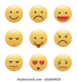 Set of emoticons, icon pack, emoji isolated on white background