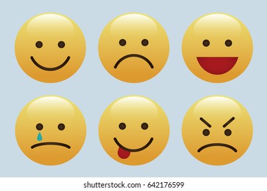 Set of emoticons, icon pack, emoji isolated
