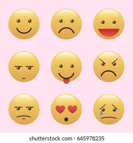 Set of emoticons, icon pack, emoji isolated
