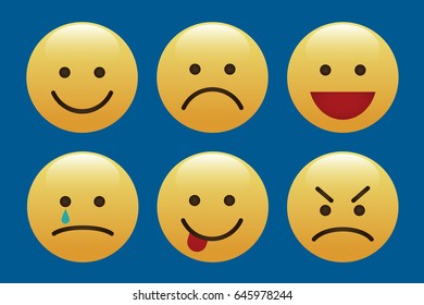 Set of emoticons, icon pack, emoji isolated