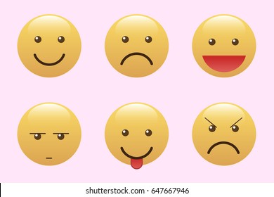 Set of emoticons, icon pack, emoji isolated