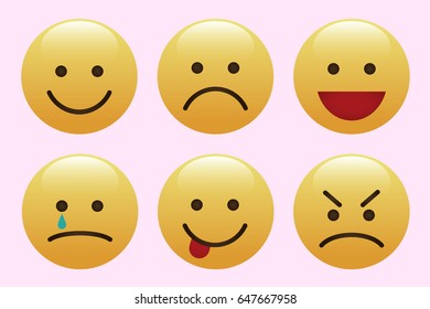 Set of emoticons, icon pack, emoji isolated