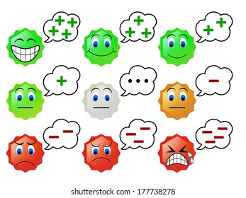Set of the emoticons icon of thinking concept