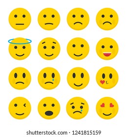 Set Emoticons icons, in flat style, vector