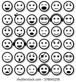 Set of Emoticons. Isolated illustration. Vector EPS10