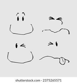 Set of  emoticons. Isolated on grey background. Different emotions