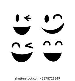 Set of  emoticons. Isolated on grey background. Different emotions