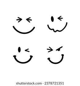 Set of  emoticons. Isolated on grey background. Different emotions