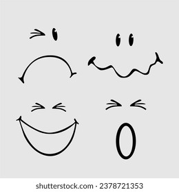 Set of  emoticons. Isolated on grey background. Different emotions