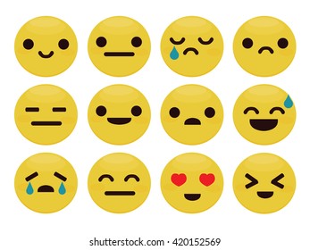Set of emoticons,  isolated on white background, vector illustration.