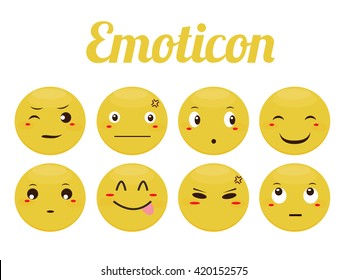 Set of emoticons,  isolated on white background, vector illustration.