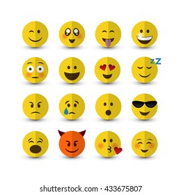 Set of emoticons isolated on a white background. Flat style vector illustration