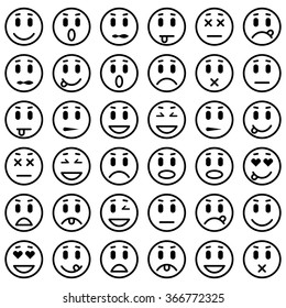 Set of Emoticons. Isolated vector illustration 