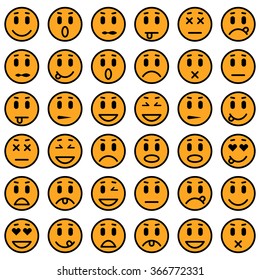Set of Emoticons. Isolated vector illustration 