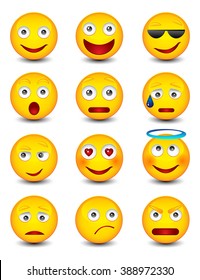 Set of Emoticons. Isolated vector illustration on white background