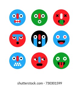 Set of Emoticons. Isolated vector illustration on white background