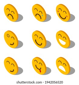 Set of emoticons of isometric design. isolated on white background. Vector eps10