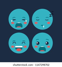 set emoticons kawaii characters