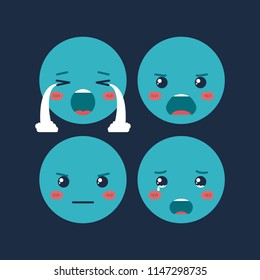 set emoticons kawaii characters
