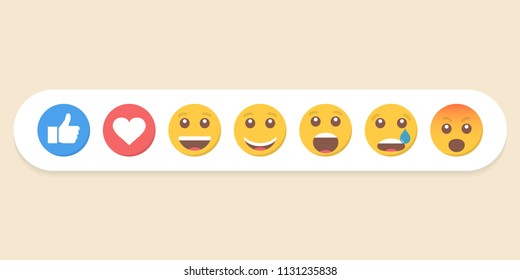 Set of emoticons and like. Vector illustration.