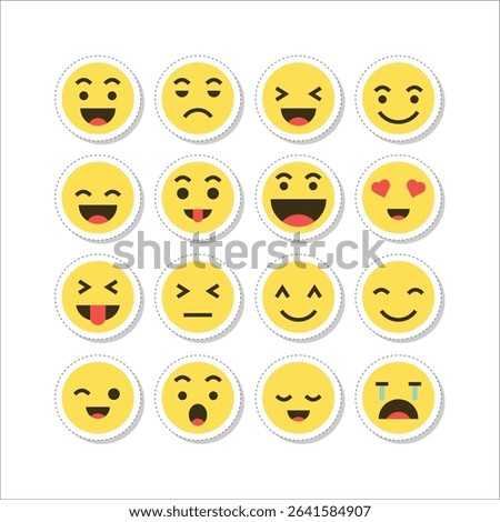 Set of emoticons linear icons. Emoji outline icons. Smile icons cartoon. Stickers emoticon. Vector flat icons for social media. 93