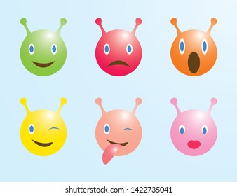 Set of emoticons with little devils. Vector illustration