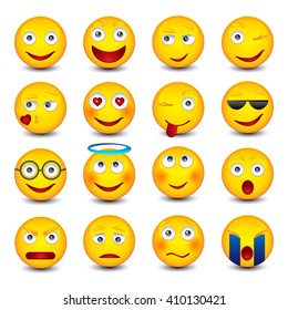 Set Emoticons On White Background Emoji Stock Vector (Royalty Free ...