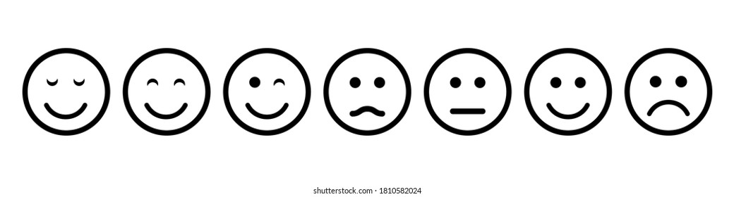 Set of Emoticons outlines. Smile and sad faces