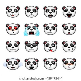 A set of emoticons. Panda. Isolated vector illustration on white background. Colored icons