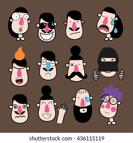 Set of Emoticons people, vector