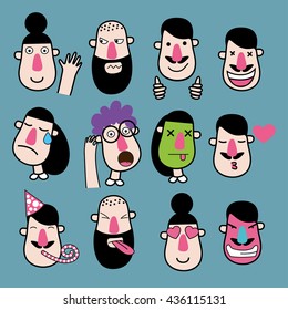 Set of Emoticons people, vector