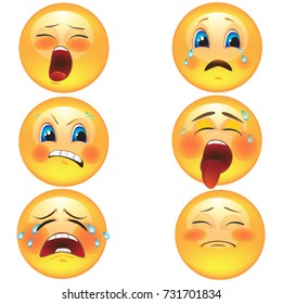 set of emoticons sad