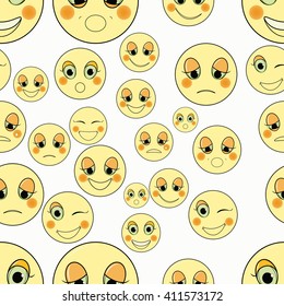 set of emoticons sad, kind seamless vector illustration