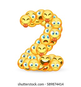 A set of emoticons shaped as two number. Vector illustration